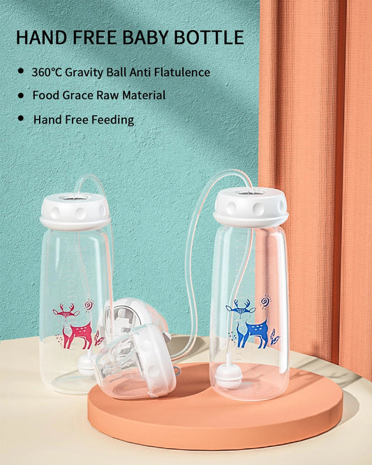 Baby bottle with gravity straw system