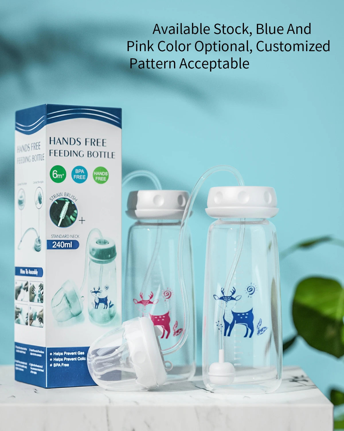 Anti-colic baby feeding bottle wide neck