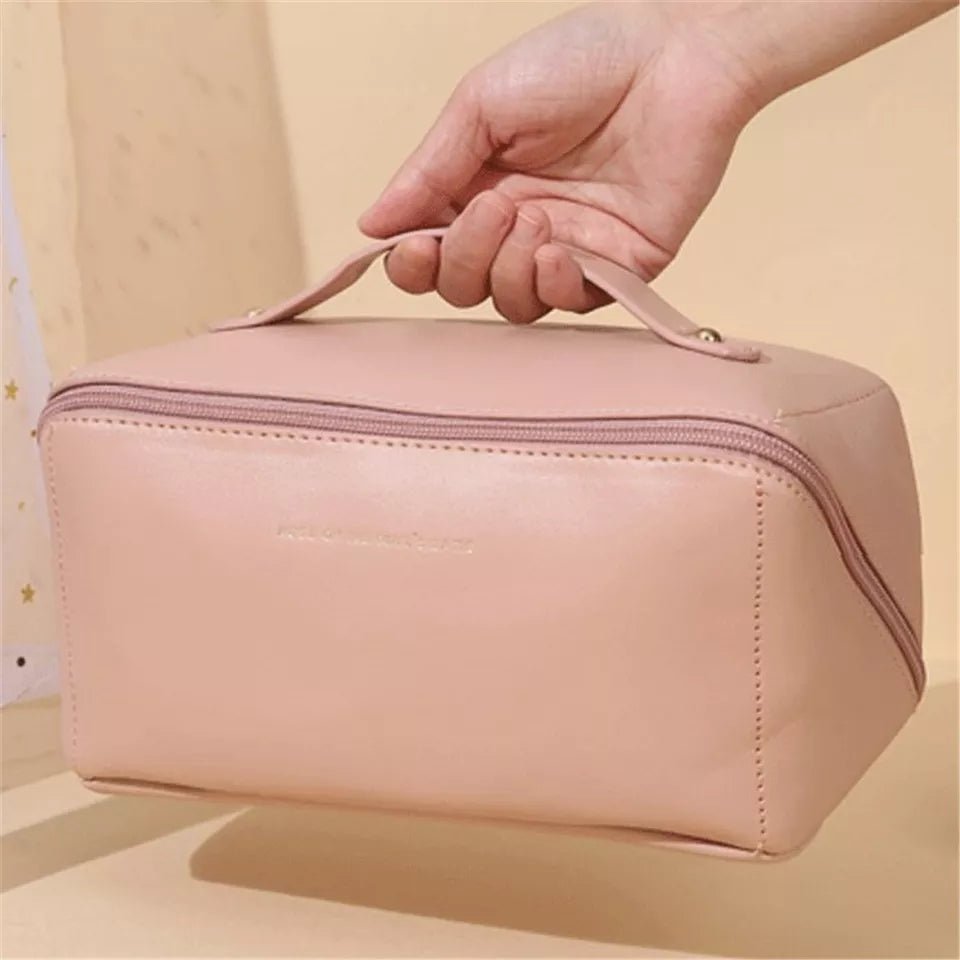Classy Leather Cosmetic Pouch – Portable Makeup & Travel Organizer Bag