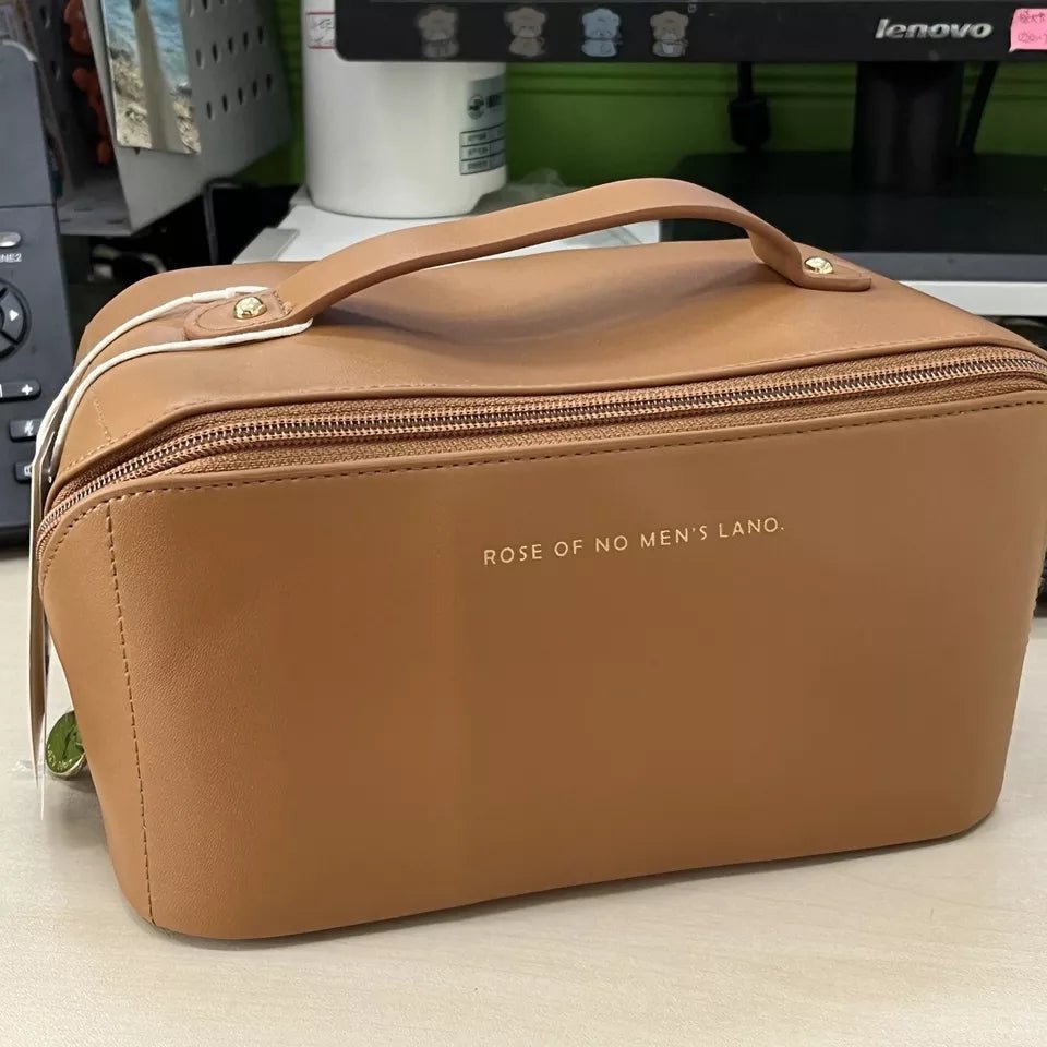 Classy Leather Cosmetic Pouch – Portable Makeup & Travel Organizer Bag