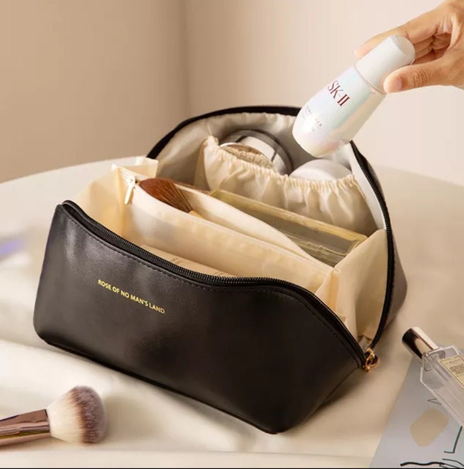 Classy Leather Cosmetic Pouch – Portable Makeup & Travel Organizer Bag